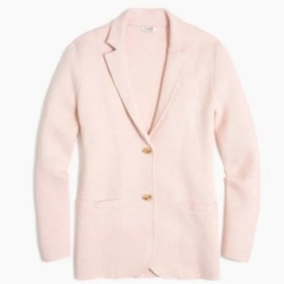 J. Crew Sweater Blazer Pink Knit Single Breasted Large Classic Preppy NormCore - Picture 4 of 7